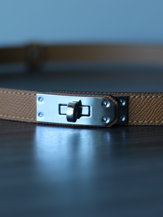 Vera Pelle Tan Leather Belt with Silver Tone Buckle main image 7